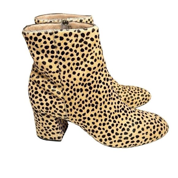 Able Cheetah Dot Celina Leather Skin Ankle Bootie Size 10 - Picture 1 of 10